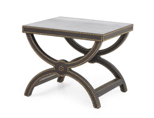 Baker Alexandre Brown Leather Brass Riveted Stool