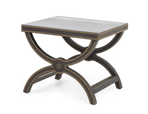 Baker Alexandre Brown Leather Brass Riveted Stool