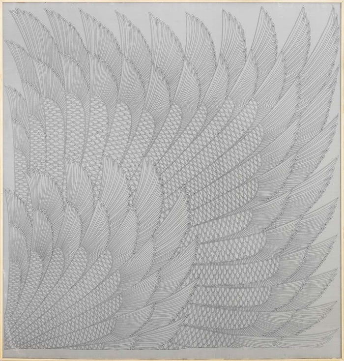 Art Deco Manner Wings Silkscreen on Textile