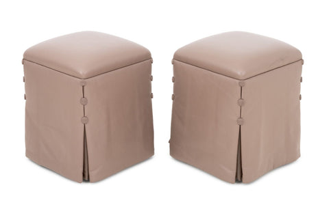 J. Robert Scott Leather Ottomans, Pair