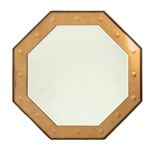 Italian Modern Octagonal Brass Frame Mirror, 1950s