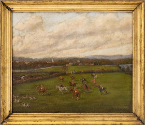 English Fox Hunt Scene Oil on Canvas, 19th C.