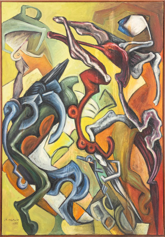 Marilla Palmer "Modern World" Oil on Canvas, 1985