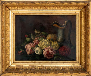 Still Life Flowers & Ewer Oil on Canvas, 19th C. (9778242781491)