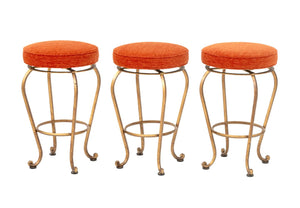 Modern Orange Upholstered Swivel Stools, 3