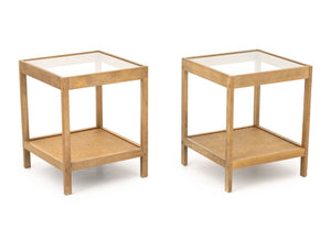 Modern Glass Top Side Tables, Pair