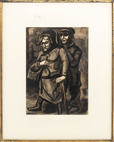 Gerrit Hondius Untitled (Two Figures) Ink Wash