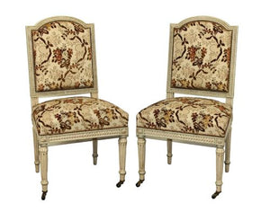Pair of French Louis XVI Style Painted Side Chairs on Fluted Legs (9002101178675)