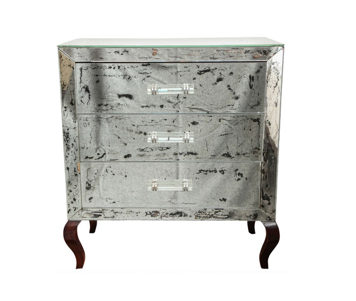 Antique-Mirrored Chest With Lucite Handles, C. 1940s