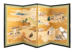 Japanese Seasons Landscape 4-Panel Byobu Screen (9835697045811)
