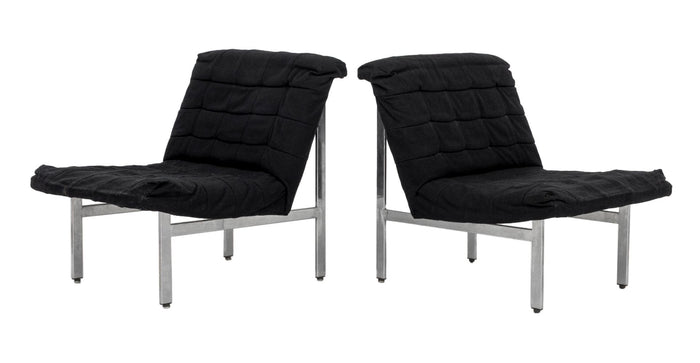 Italian Modern Chrome Lounge Chairs, Pair