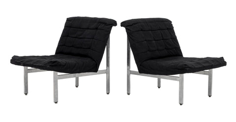 Italian Modern Chrome Lounge Chairs, Pair