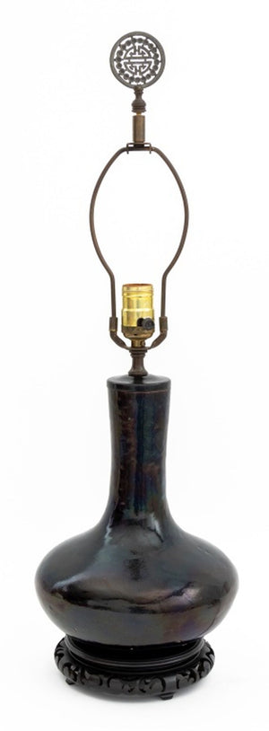 Chinese Mirror Black Glazed Porcelain Vase as Lamp (9804657819955)