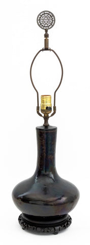 Chinese Mirror Black Glazed Porcelain Vase as Lamp