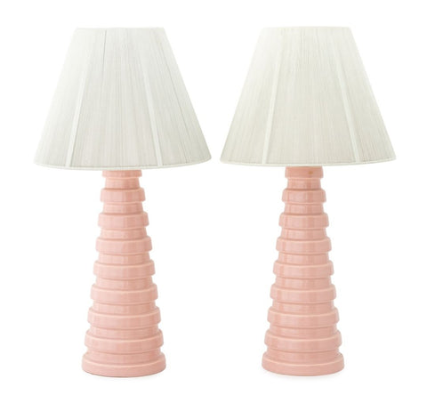 Art Deco Pink Glazed Ceramic Table Lamps, Pair