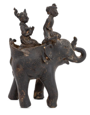 Thai Figures Atop Elephant Metal Sculpture (9816203952435)
