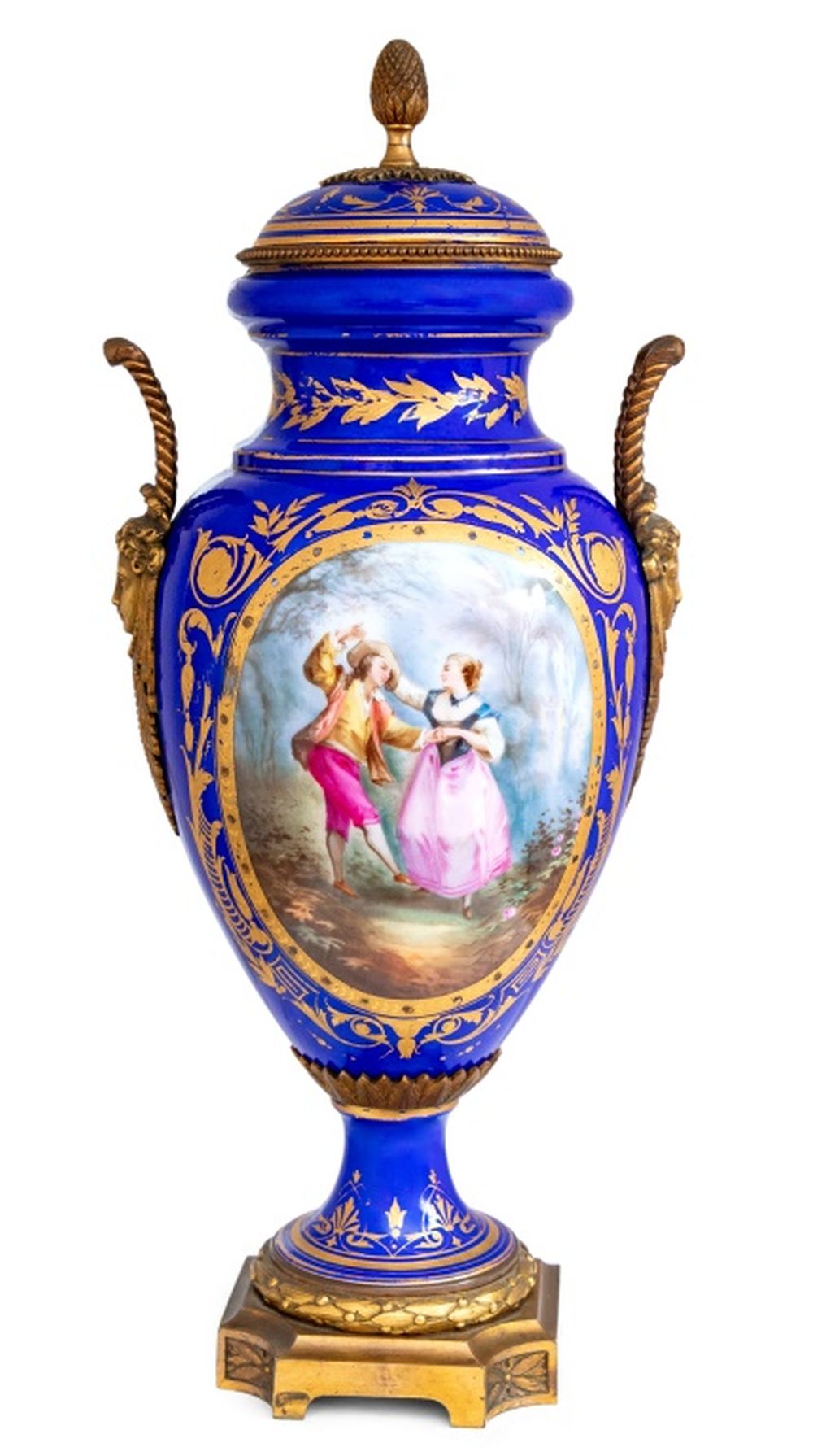 Sevres Style Blue Ground Porcelain Covered Vase – Showplace