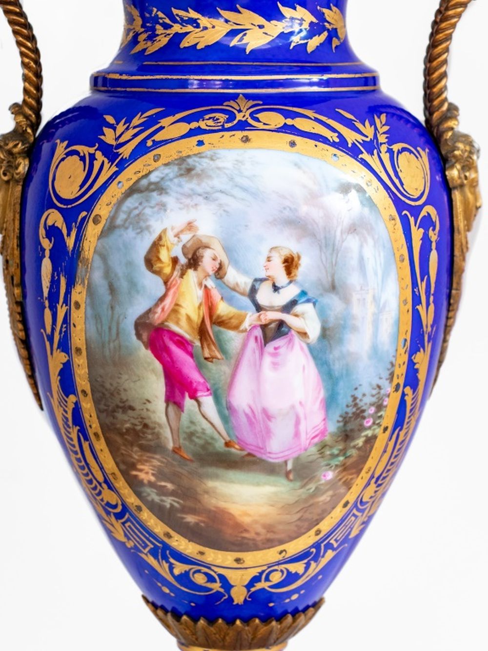 Sevres Style Blue Ground Porcelain Covered Vase – Showplace