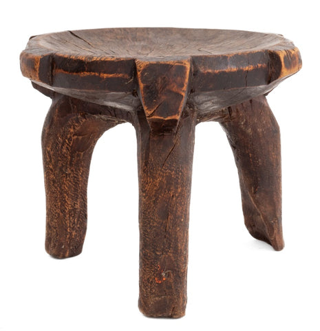 African Carved Wood Tripod Stool