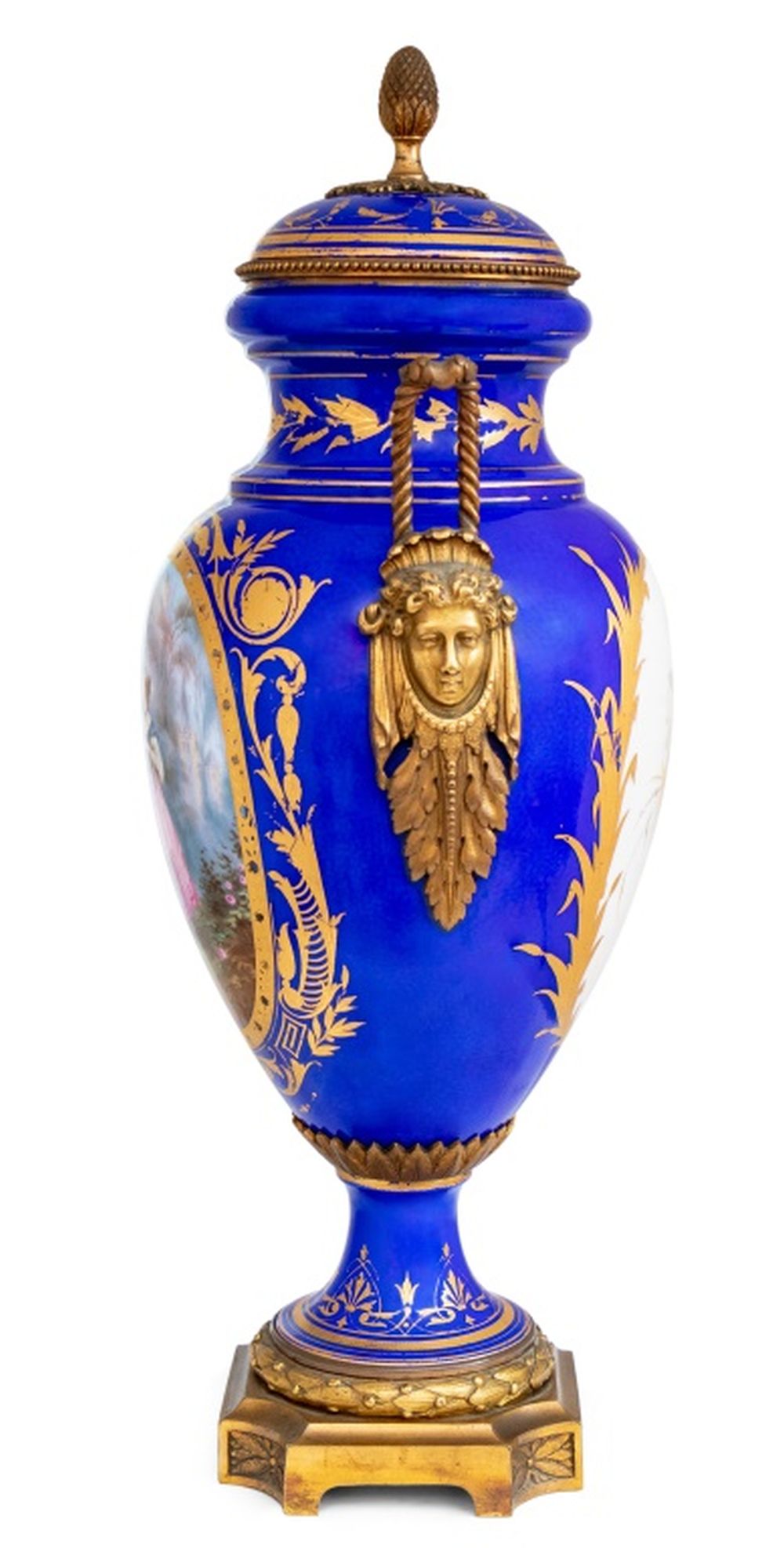 Sevres Style Blue Ground Porcelain Covered Vase – Showplace