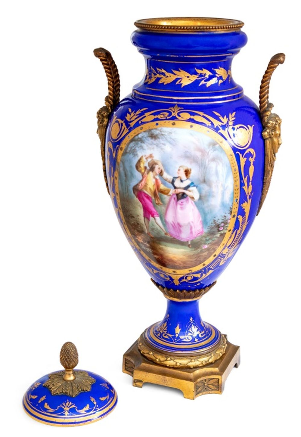 Sevres Style Blue Ground Porcelain Covered Vase – Showplace