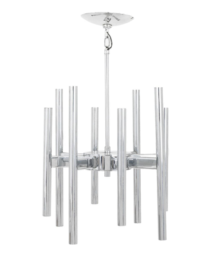 Gaetano Sciolari Modernist Chrome Pendant Lamp