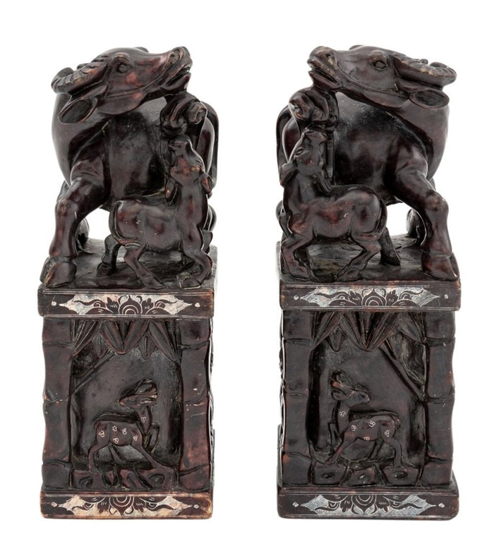 Chinese Carved Hardstone Large Chop Seals, Pair
