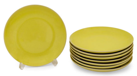 Rupert Spira Yellow Glazed Stoneware Plates, 8