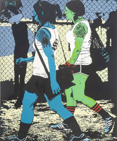 Contemporary Figures in Schoolyard Mixed Media
