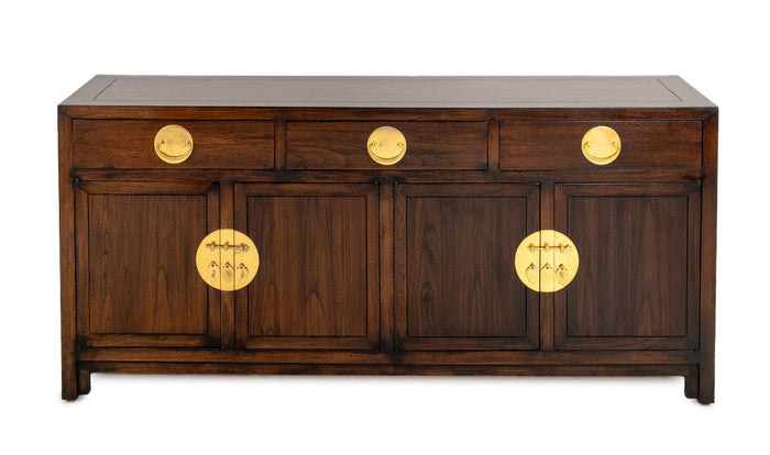 Asian Modern Brass Mounted Mahogany Sideboard