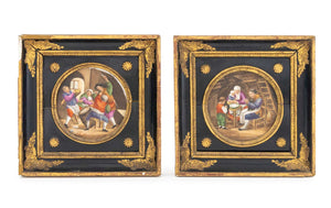 Continental Painted Porcelain Plaques, Pair