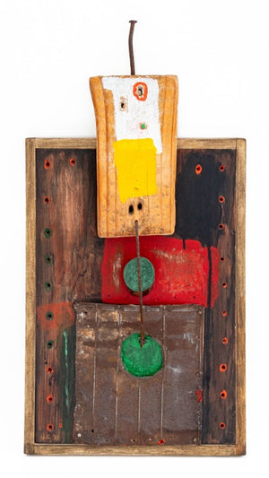 Uri Shulevitz Painted Wood Assemblage Sculpture (9855697879347)