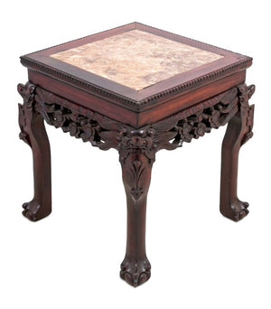 Chinese Hardwood and Marble Low Pedestal Table (9817487573299)