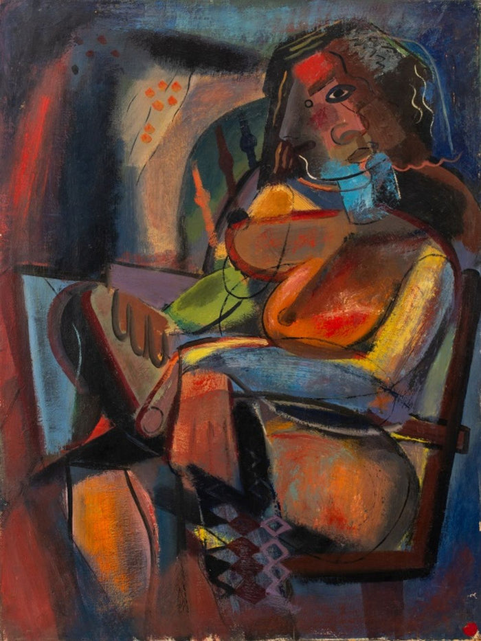 Charles Liberte Cubist Seated Female Nude Oil