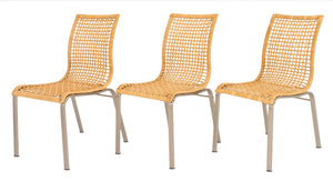 "Nandor" Wicker and Chrome Dining Chairs, 3 (9671749042483)