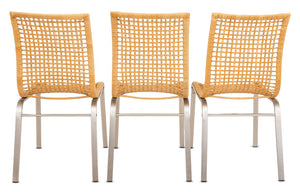 "Nandor" Wicker and Chrome Dining Chairs, 3 (9671749042483)