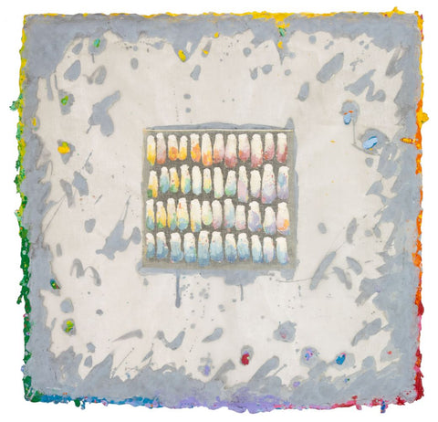 Elfi Schuselka Rainbow Grid Mixed Media Sculpture