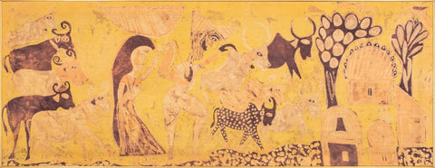 Indian Batik Art Textile Tapestry, 1965