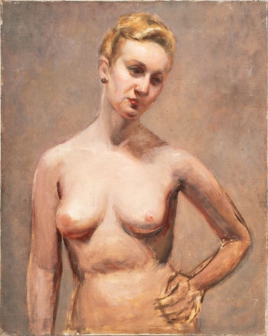 Leo Feldman Female Nude Portrait Oil