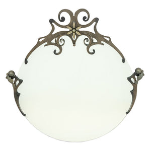 Art Nouveau Style Wrought Iron Circular Mirror