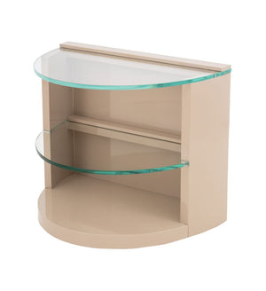 Custom-Made Beige Lacquered 2-Tier End Table