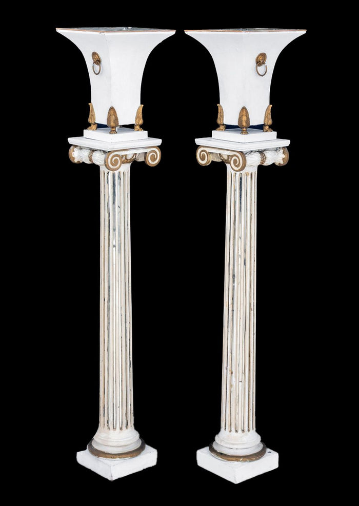 Hollywood Regency Patinated Metal Torchieres, 2