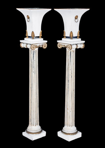 Hollywood Regency Patinated Metal Torchieres, 2