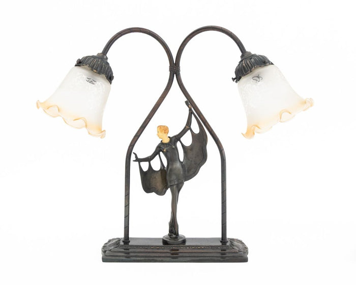 Art Deco Style Figural Metal Sculpture as a Lamp