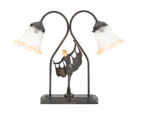 Art Deco Style Figural Metal Sculpture as a Lamp
