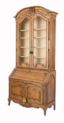 French Provincial Walnut Bureau Bookcase