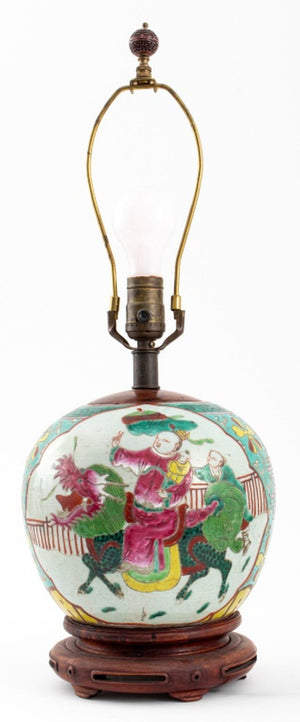 Chinese Famille Rose Ginger Jar Mounted Lamp