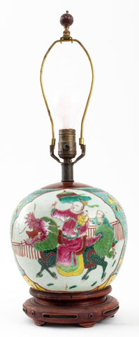 Chinese Famille Rose Ginger Jar Mounted Lamp