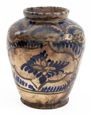 Islamic Safavid Blue Glazed Ceramic Vase