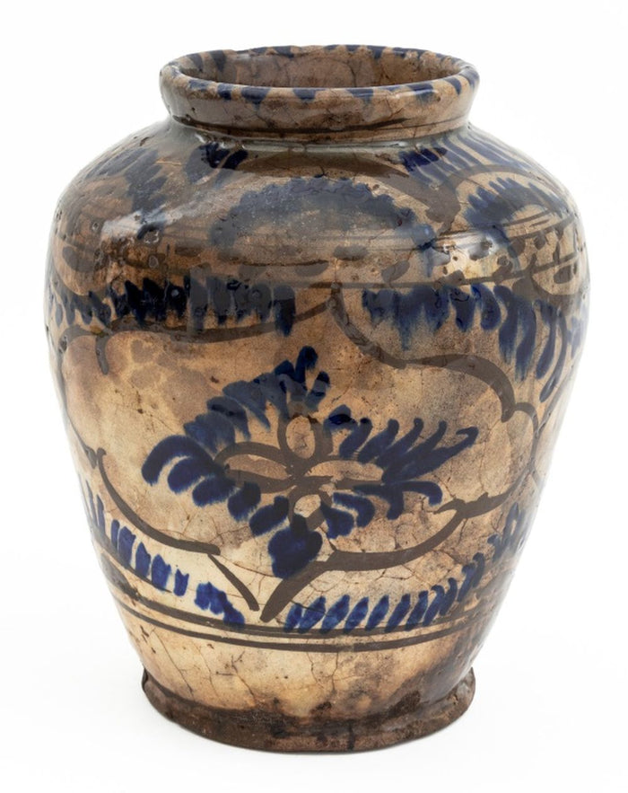 Islamic Safavid Blue Glazed Ceramic Vase